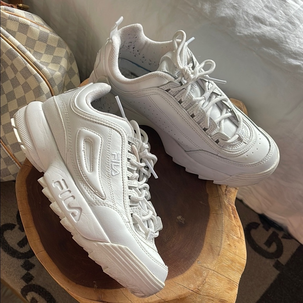 Fila White Chunky Sneakers with Retro Design